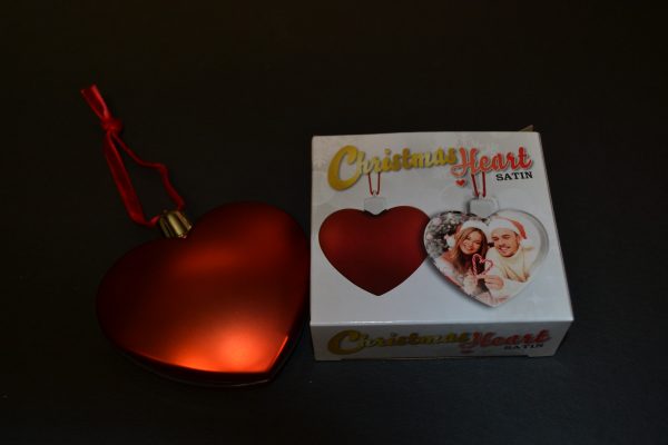 PALLINA NATALE SATIN ROSSA CUORE - immagine 2
