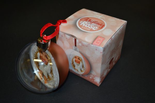PALLINA NATALE SATIN ROSA TONDA - immagine 3